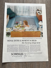 large colour double advert 1962 . sink into a somnus bed and kingsmead carpets