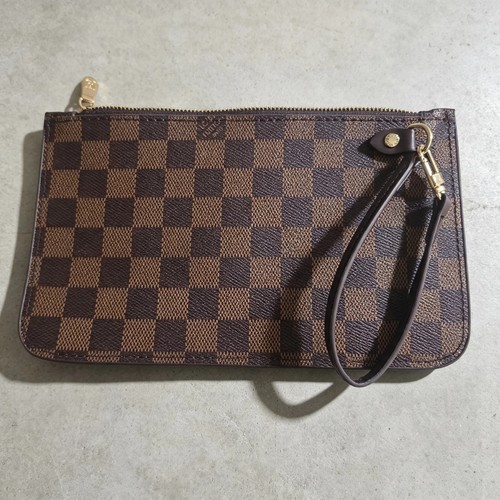 Brown checkered wristlet - checkered,