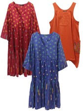 Gudrun Sjoden Cotton Dresses NAVY or RED TIERED  Sizes 6/8 to 20