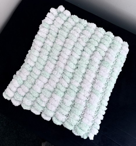 Hand knitted mint white - hand, pom