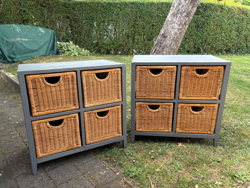 Two matching blue wooden
