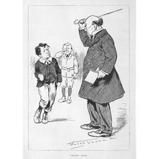 VICTOR VENNER Palmy Days (Getting the Cane at School) Antique Print 1901