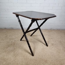 Ebonised Folding Table with Faux Bamboo Legs - 19th Century