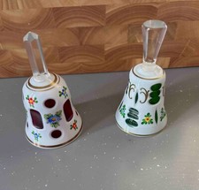 Bohemian glass overlaid handbells
