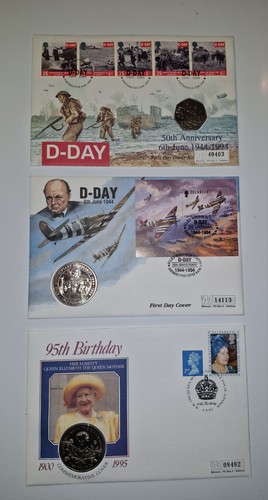 Day landing 50p 2 coin - &, £2