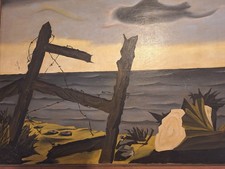 WW1 oil painting on canvas 88 x 67cm signed R.D. wooden frame