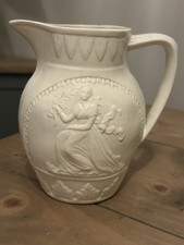Very Old Delicate Antique Embossed Leedsware Classic Creamware Jug Pitcher 7 In