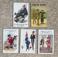 5 Vintage  Comic Drawn Postcards Colour  First World War Soldiers Cartoon 1920s