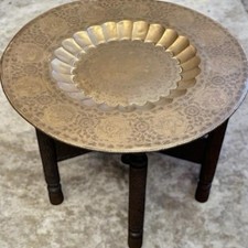 Antique moroccan brass tray - moroccan,