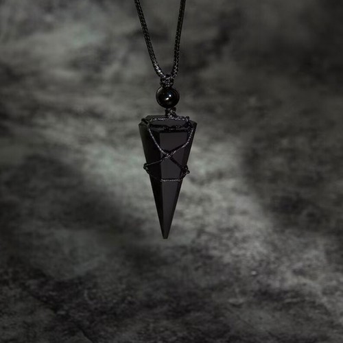 Natural black tourmaline point - black,