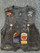 biker vest leather With Patches and metal eagle tassels 