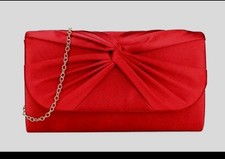 Red Satin Pleated Clutch