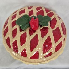 Vtg Strawberry Pie Dish Lid