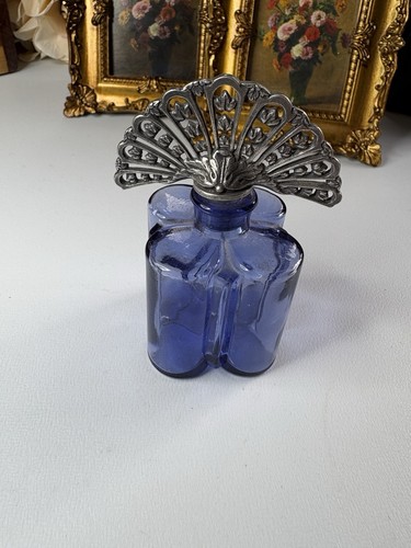 Vintage blue glass perfume - vintage,