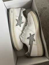 Bapesta Grey White Leather 2003 Trainers Bape Bathing Ape UK7 US8