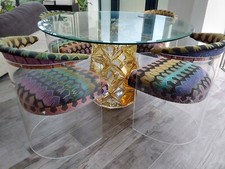 Charles Hollis Jones Lucite Chairs (4) Missoni Home Upholstery