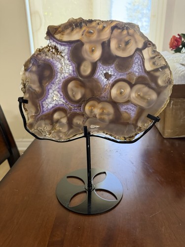 Polished purple agate geode - polished,