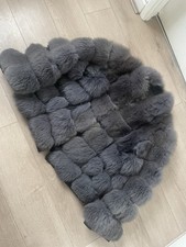 Womens Grey 100% Real Fox Fur Coat