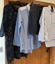 12-14 Women’s Shirt Bundle, 2 blue M&S Shirts, Mistral Top & Denim Skirt