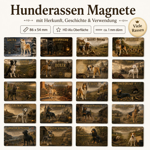 Dog magnet - breeds, 86x54