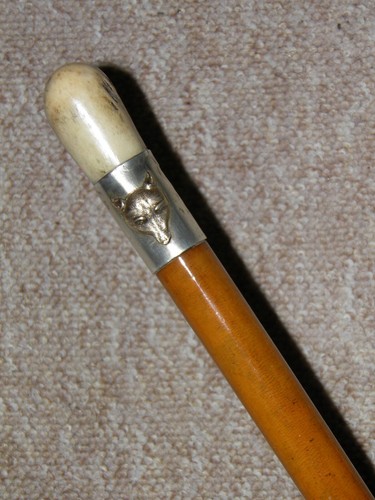 Antique hunt whip - whip, silver