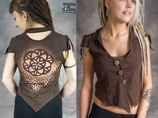 WOMENS WAISTCOAT SACRED GEOMETRY Flower of Life Mandala Hippy Pixie Psytrance 
