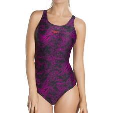 Speedo Boom Allover Muscleback Womens Swimsuit Black Swimming Ladies Swim Suit