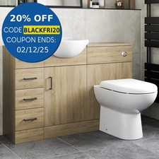 Bathroom Vanity Unit Drawer Cabinet Toilet Unit Furniture Basin Sink Oak 1165mm