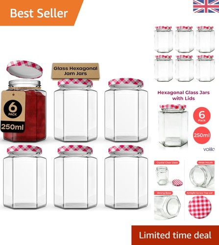 250ml hexagonal jam jars - jam, with