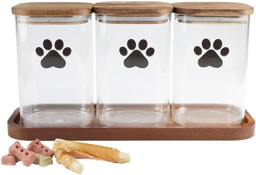 Dog treat jar set glass - jar,