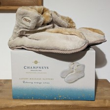 Champneys Massaging Vibrating Battery Powered Slippers One Size Fur Lining Trim