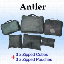 Antler 6 Pcs Packing Cubes & Zipped Pouches Luggage Storage Travel Organiser Set