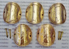 VINTAGE WALKING STICK BADGES KINGS & QUEENS of ENGLAND OLD PENNY COINS - 