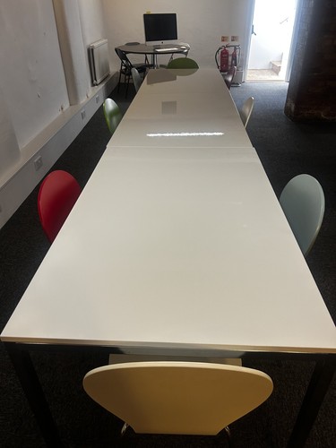 White tables and coloured - white,