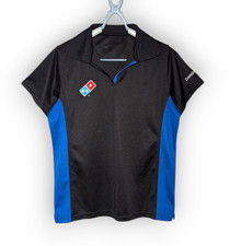 Domino's Pizza Womens Black Blue Work Uniform Shirt Size Medium Crew