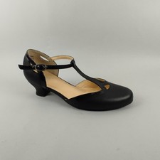 Hotter  T Bar Shoes Womens 5.5 Black Leather Mary Jane Heels Dance Party