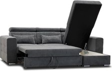 Lucca Sofa Bed | Grey Fabric Sofa Bed with Storage | Brand New Modern Sofa