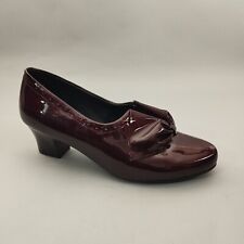 Hotter Donna Shoes Womens 5.5 Burgundy Patent Leather Court Slip On Smart 50s