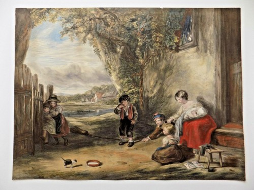 19thc lithograph collins stray - collins,