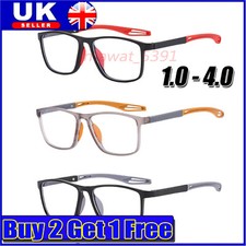 Men Anti-blue Light Square Reading Glasses Sport 1.0 1.5 2.0 2.5 3 3.5 4.0K NEW