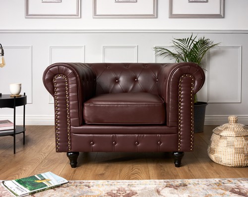 Chesterfield sofa brown faux - chesterfield,