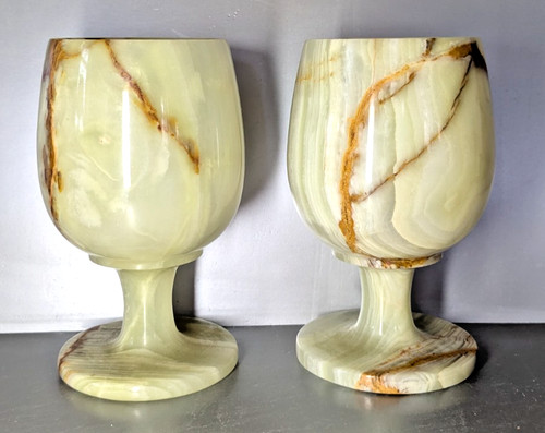 Vintage solid onyx goblets - onyx,