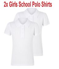 2 Pack Girls Plain Polo Shirts Kids School Cotton T-Shirts Uniform Summer PE