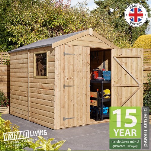 8x6 wooden apex garden shed - wooden,