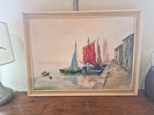 Oil painting boats - painting,