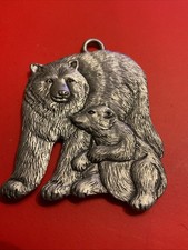 Seagull Pewter Polar Bear & Cub 2.5 Tall Hanging Christmas Tree Decoration VGC