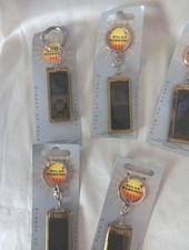 Set Of 5 Vintage Solar Powered Keychains Mirrored Back Assorted Images Peace Etc