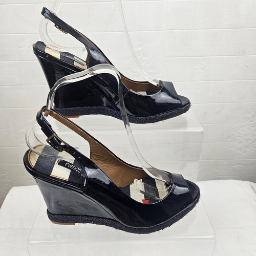 Next navy blue patent - , wedge