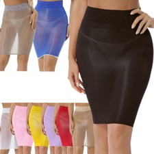 UK Women Sexy See-Through Lace Trimming Miniskirt High Waist Tight Pencil Skirt