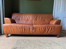  Ikea leather tan 3 seat sofa